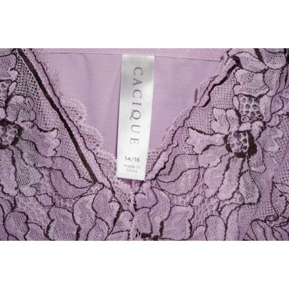 Purple Lace Babydoll Slip Dress - Fairycore Cottagecore Y2K Lingerie - 14/16 - Picture 4 of 13